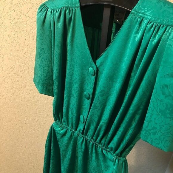 Andrea Gayle petites green vintage dress sz 10 - Picture 2 of 9